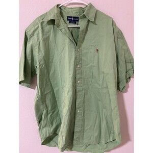 Ralph Lauren Blake Shirt Men's Large Green Short Sleeve Button Up, 100% Cotton